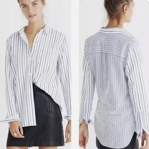 Madewell Classic Ex-Boyfriend‎ Shirt Blue & White Mixed Stripe Button Down Small